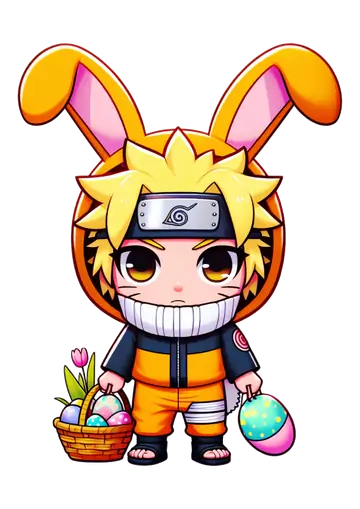 Naruto Chibi Fantasiado de Coelhinho PNG