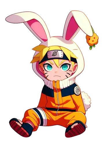 Naruto Bebê Sentado com Orelhas de Coelho PNG