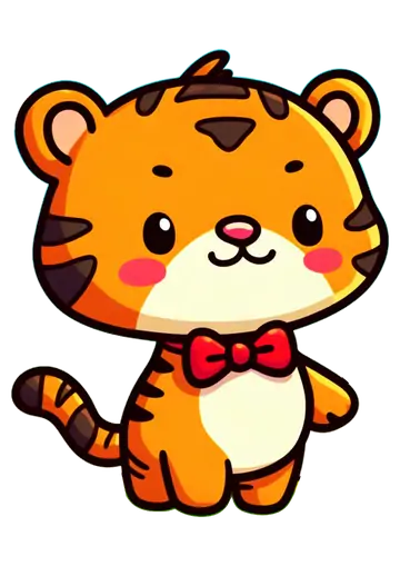 Tigre Fofinho com Gravata Borboleta PNG