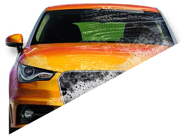 Carro Laranja Sendo Lavado PNG