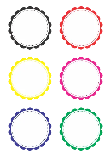 Selos Redondos Coloridos com Borda Ondulada PNG