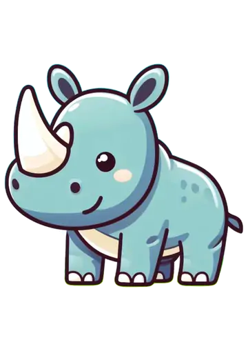Rinoceronte Fofo Estilo Desenho Infantil PNG