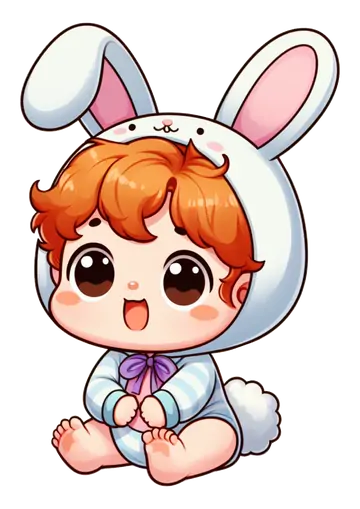 Bebê Ruivo com Fantasia de Coelhinho PNG