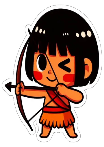 Menino Índio Mirando com Arco PNG