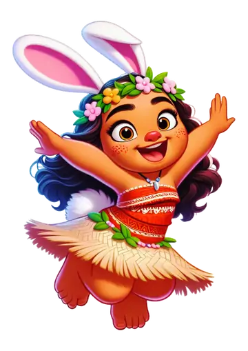 Moana com Orelhas de Coelhinho da Pascoa PNG