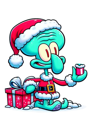 Lula Molusco Papai Noel com Presente PNG