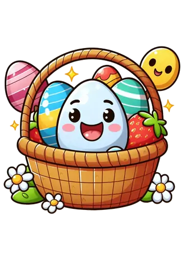 Cesta de Pascoa com Ovo Fofinho PNG