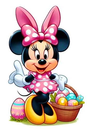 Minnie Mouse com Orelhas de Coelho e Ovos PNG