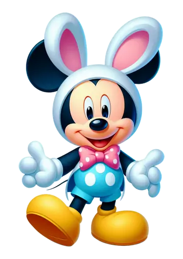 Mickey Mouse com Touca de Coelhinho PNG