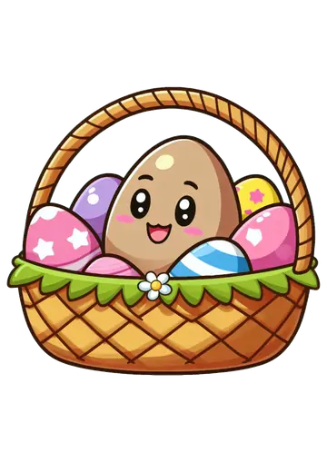 Cestinha de Ovos de Páscoa Fofos PNG