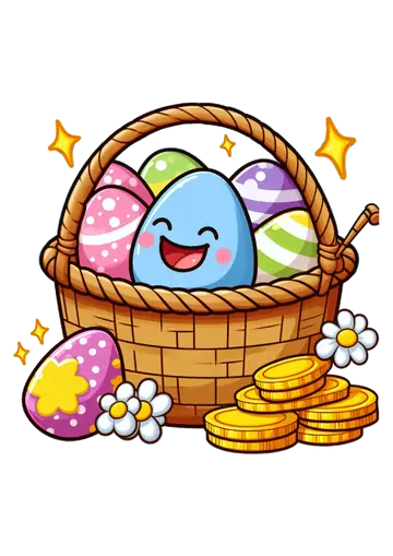 Cesta de Ovos de Páscoa Ilustrada PNG