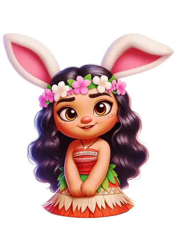 Moana Baby com Orelhas de Coelho PNG