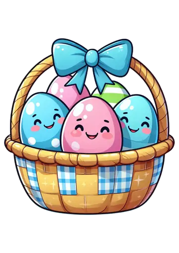 Cesta de Ovos de Páscoa Sorridentes PNG