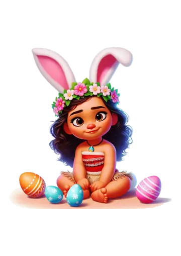 Moana Baby de Pascoa com Ovos PNG