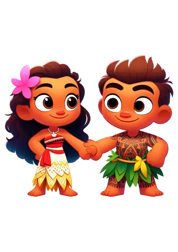 Moana e Maui Chibi Fofos PNG