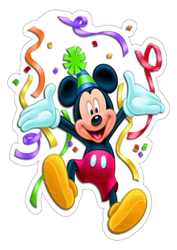 Mickey Mouse Comemorando com Confetes PNG