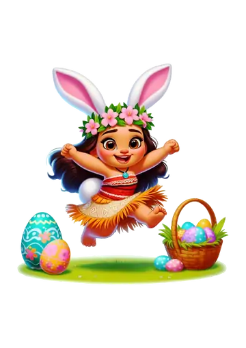 Bebê Moana de Coelhinha da Páscoa PNG