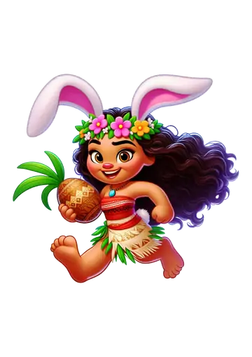 Moana Infantil com Orelhas de Coelho PNG