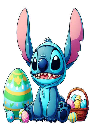 Stitch com Capuz e Ovos de Páscoa PNG