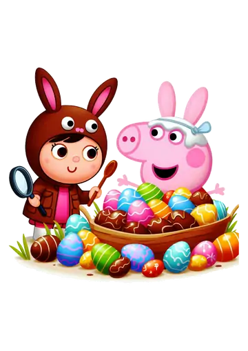 Peppa Pig com Ovos de Páscoa PNG