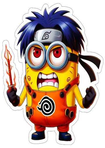 Minion Ninja Sasuke com Fogo PNG