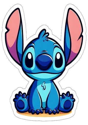 Stitch Sentado Sorrindo Fofo PNG