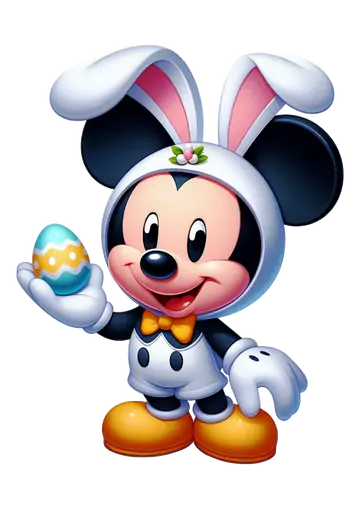 Mickey Fantasiado Segurando Ovo de Páscoa PNG