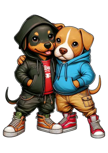 Cachorrinhos Estilosos com Moletom e Tênis PNG