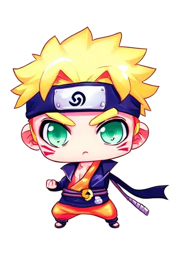 Naruto Chibi com Olhos Verdes PNG