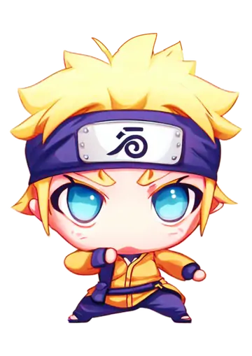 Naruto Chibi em Pose de Luta PNG