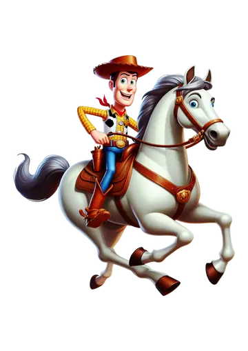 Xerife Woody Montado em Cavalo Branco PNG
