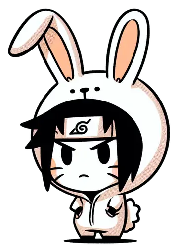 Sasuke Chibi de Coelho Branco PNG