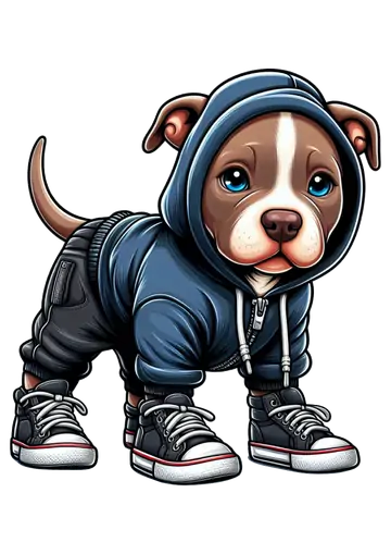 Cachorro Pitbull com Roupa e Tênis PNG