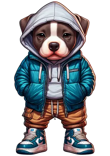 Cachorrinho Pitbull com Blusão e Tênis PNG