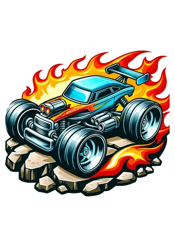 Carro Monster Truck Turbinado com Chamas PNG