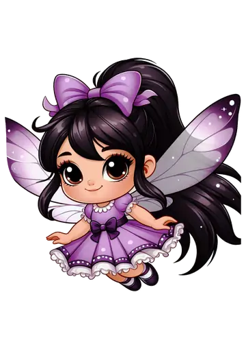 Fadinha Fofa Voando com Laço no Cabelo PNG