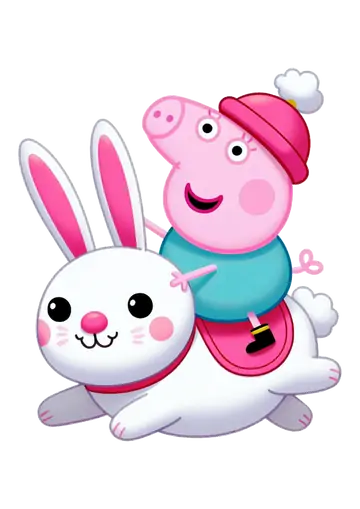 Peppa Pig Montada no Coelhinho PNG
