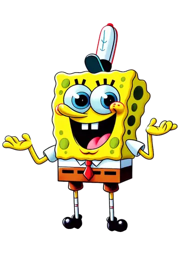 Bob Esponja Sorrindo com Chapeu PNG