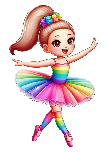 Menina Bailarina com Roupa Arco-Iris PNG