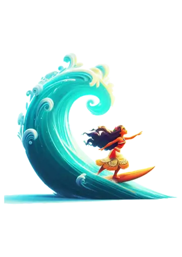 Moana na Prancha de Surfe PNG