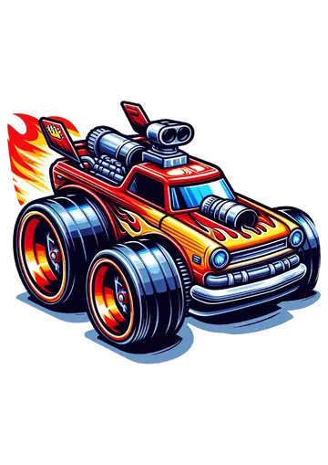 Carrinho Hot Rod Soltando Fogo PNG