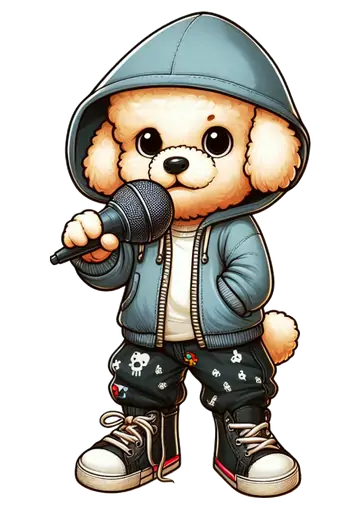 Cachorro Poodle Cantando no Microfone PNG