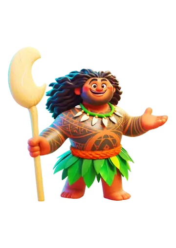 Maui Segurando Anzol Mágico Moana PNG