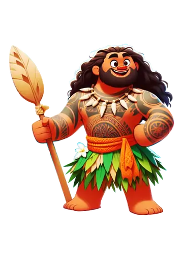 Maui com Barba Segurando Lança PNG
