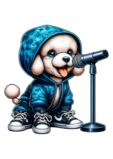 Poodle com Moletom no Microfone PNG