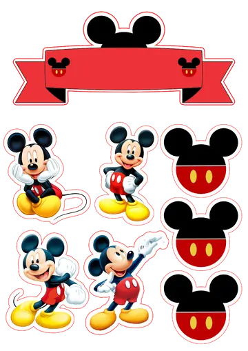 Kit Topo de Bolo Mickey Mouse PNG