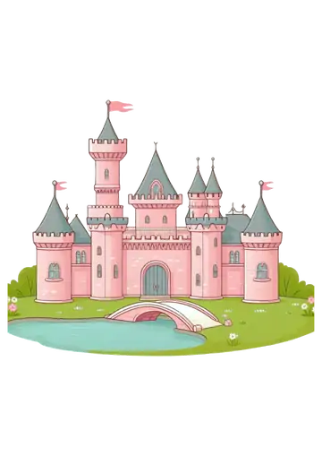 Castelo Encantado Rosa com Lago PNG
