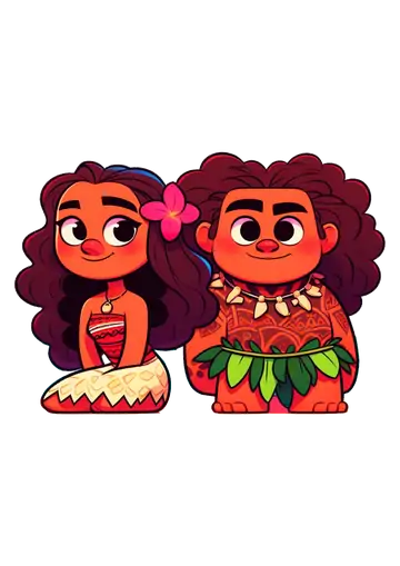 Moana e Maui em Desenho PNG