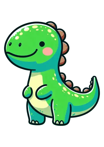 Dinossauro Verde Fofo e Sorridente PNG