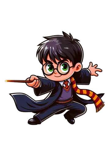Harry Potter Chibi em Ação PNG